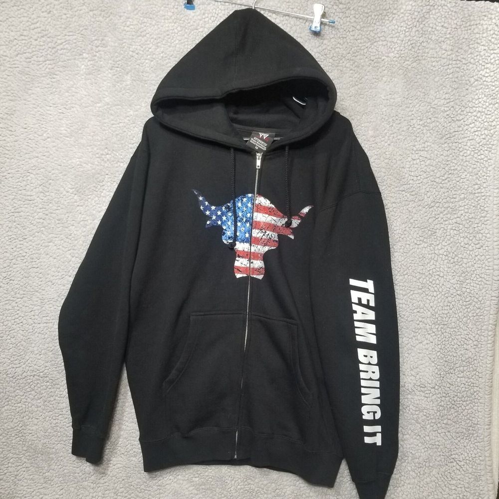 WWE The Rock 2010 Team Just Bring It Tribute To The Troops Black Hoodie Size MED
